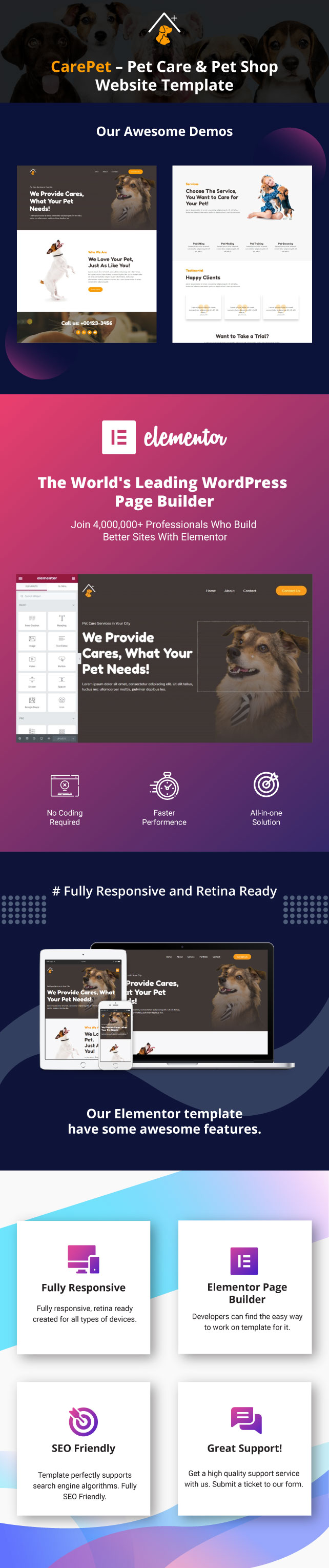 CarePet – Pet Care & Pet Shop Website Template