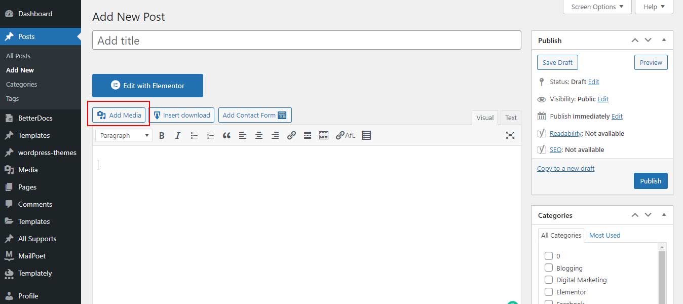 add-media-in-the-wordpress-blog