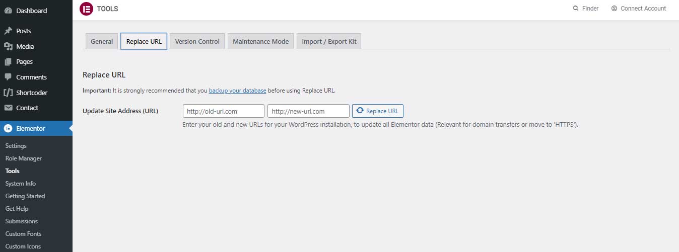 elementor-replace-url-tool